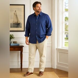 UNTUCKit Fit by DXL Mens 4XL Navy Button Up Shirt Wrinkle Free NWT